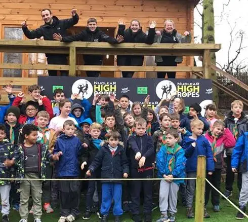 Student group on High Ropes Challenge