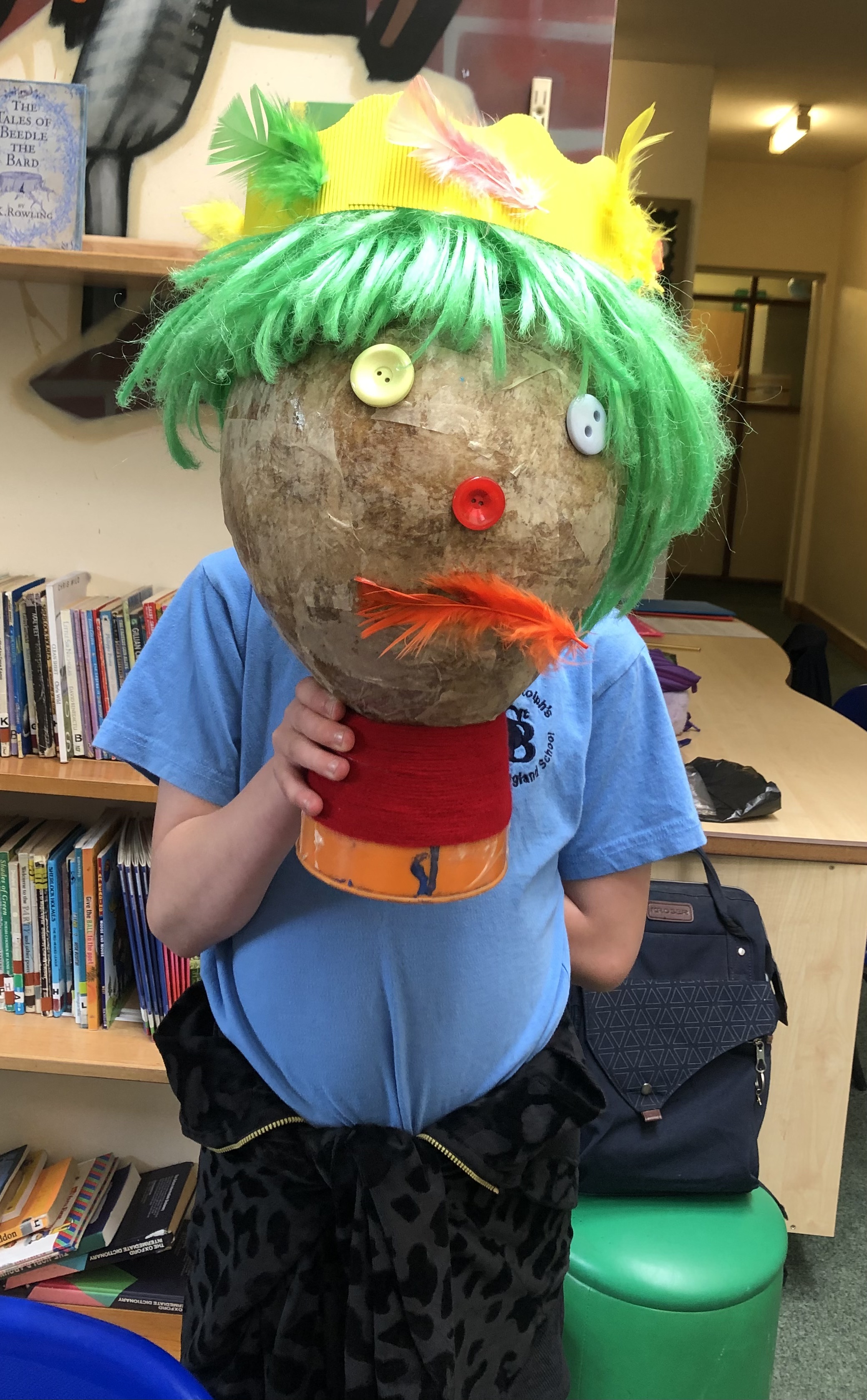 Macbeth's severed head, made by a young propmaker for a Finding the Will Macbeth Project Week.