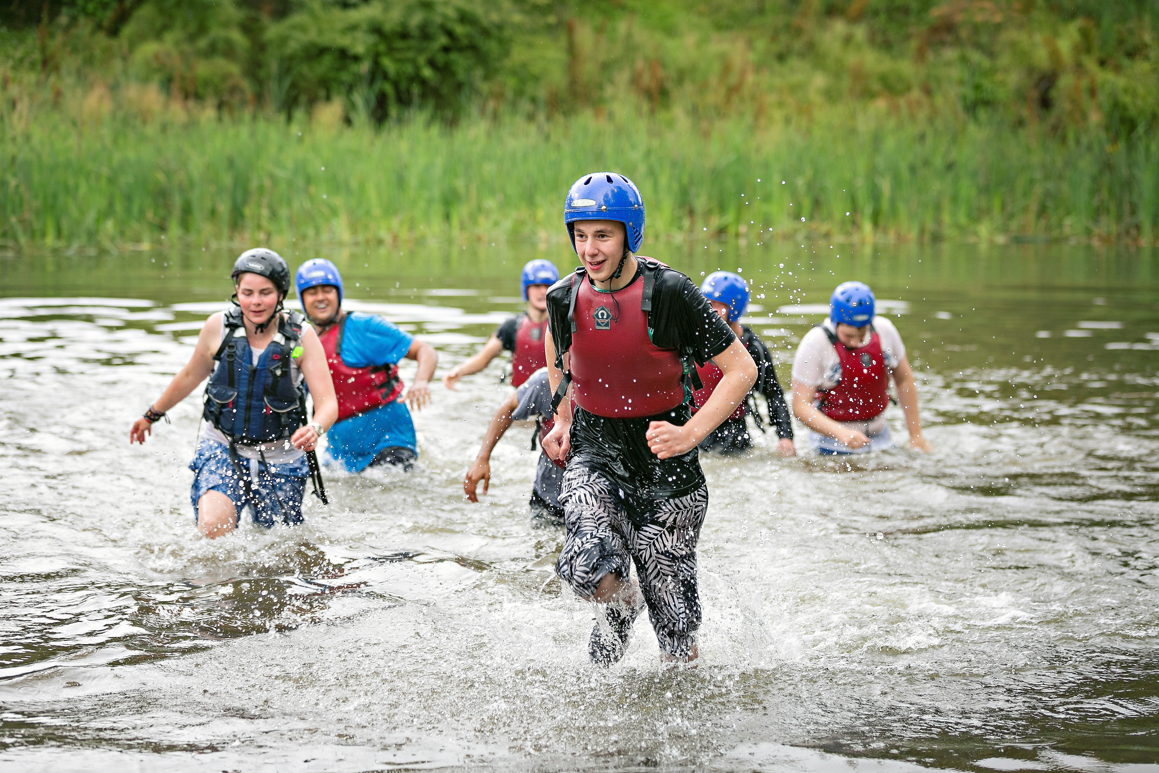 Students doing water sports
