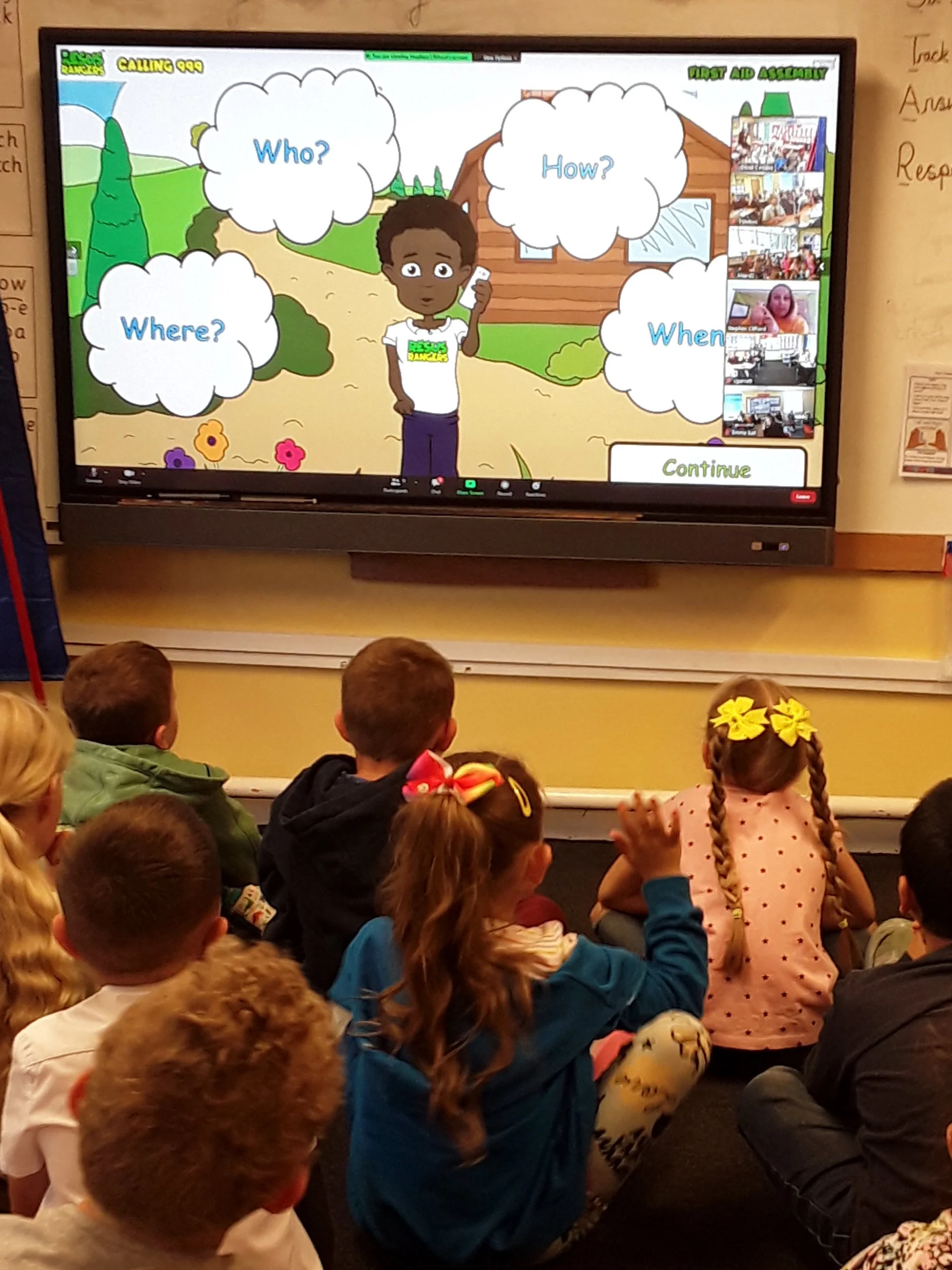 Children watching first aid video