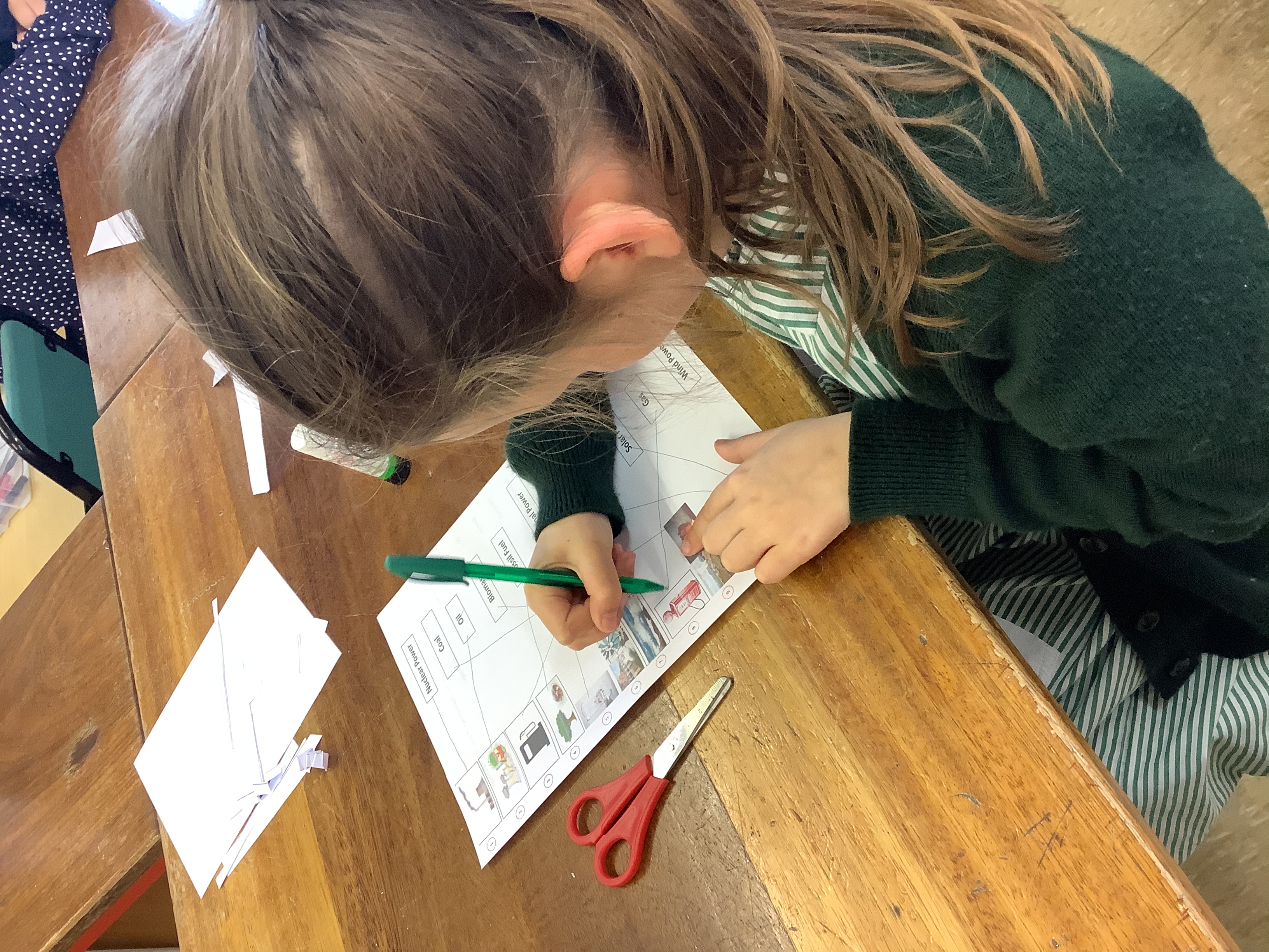 Student Working on Renewable Energy Worksheet