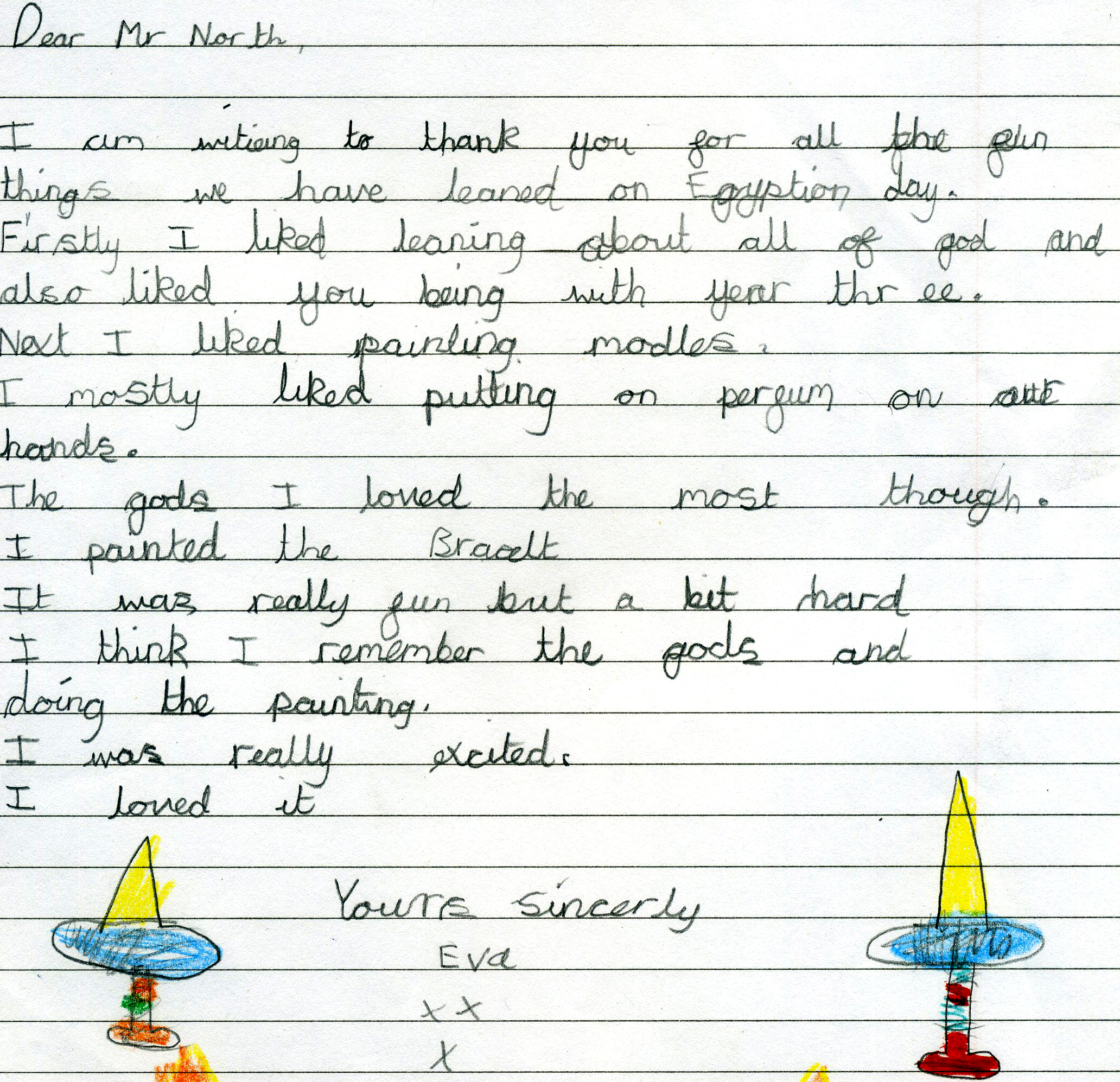 Letter from a child about the Egyptian day