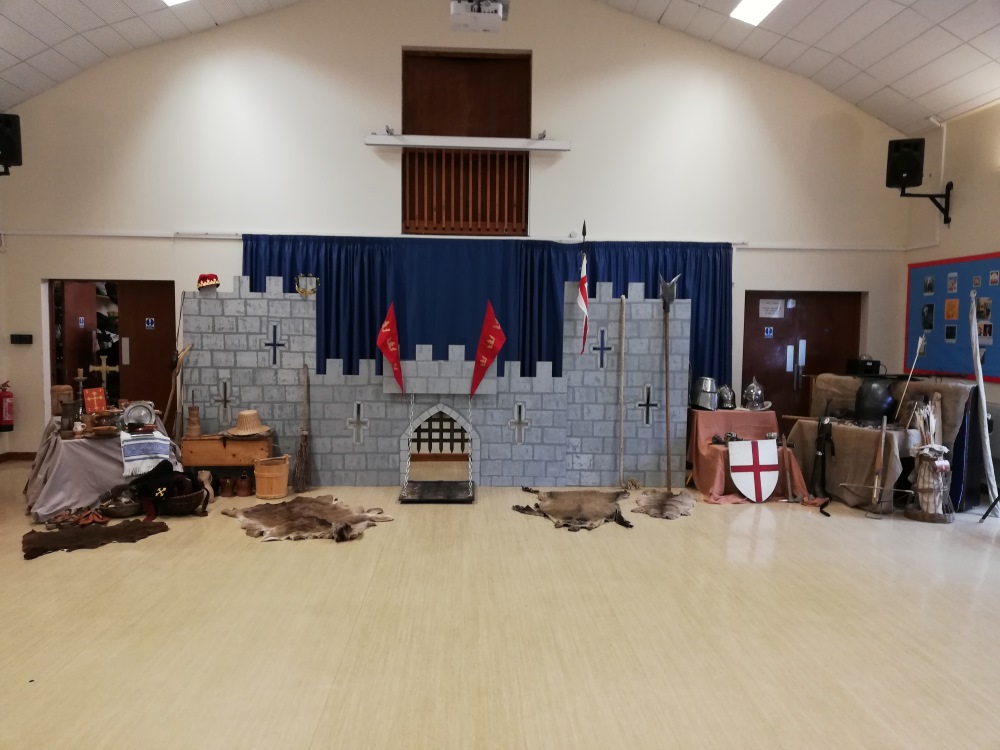 Our castle display set up in school hall