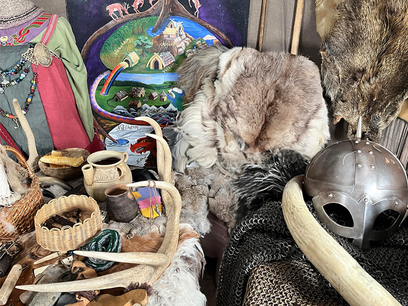 Viking artifacts on a Marvellous History Viking Workshop display