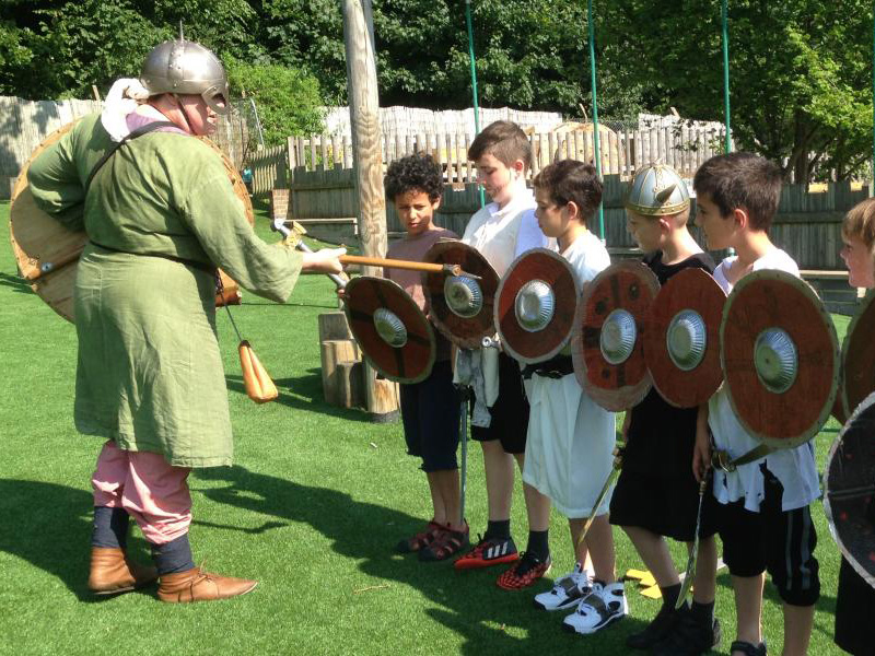 Children in a Viking Shield Wall at Marvellous History Viking Workshop