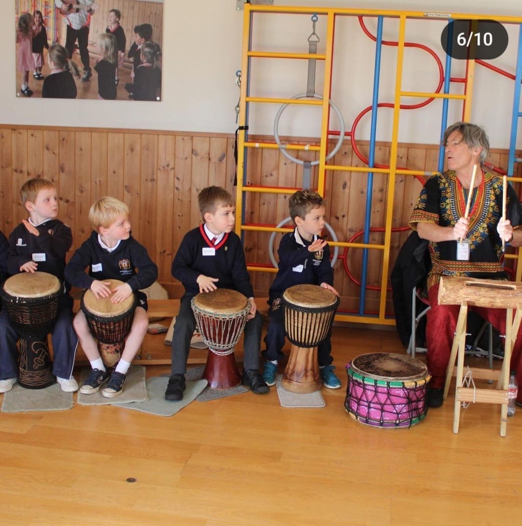 Teaching children drumming