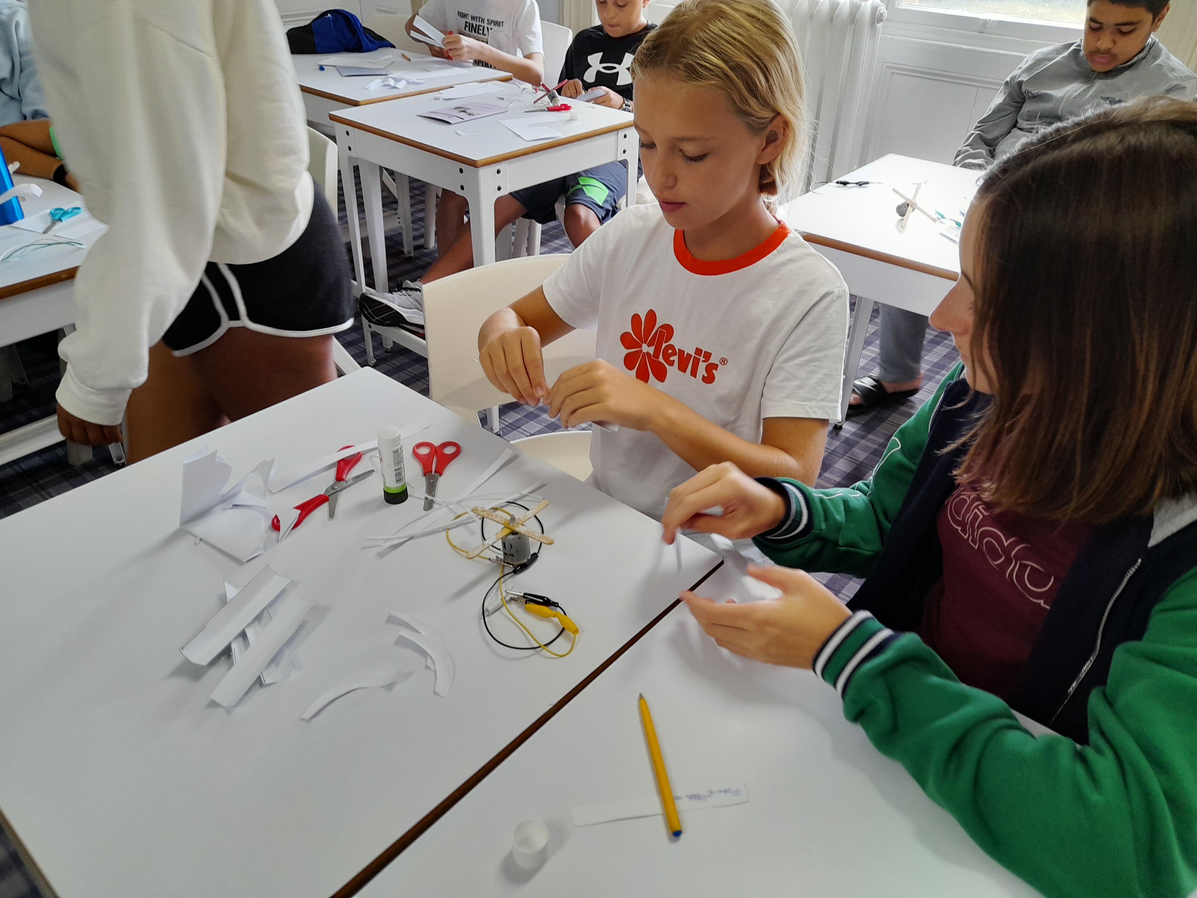 Children Assembling Craft Windmill